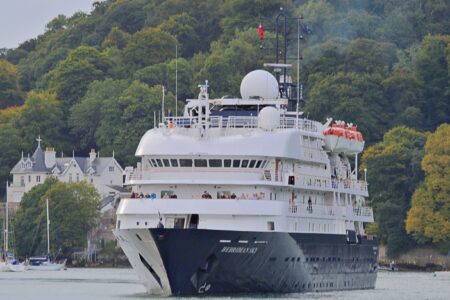 Cruise ship Hebridean Sky in Dart Harbour